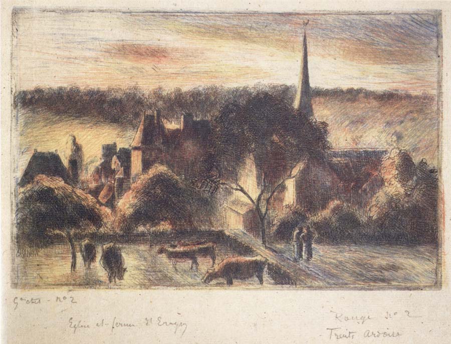 Church and farm at Eragny-sur-Epte